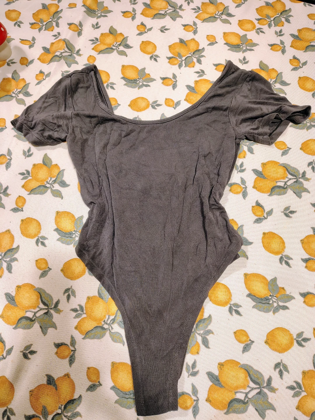 Women's Short Sleeve Bodysuit - Charcoal Grey size small-medium