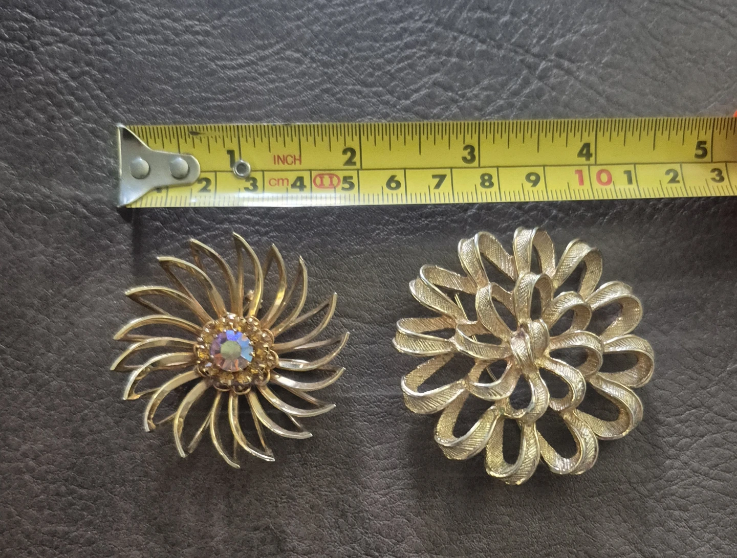Vintage Gold Tone Brooches - Sarah Coventry & Unmarked Floral