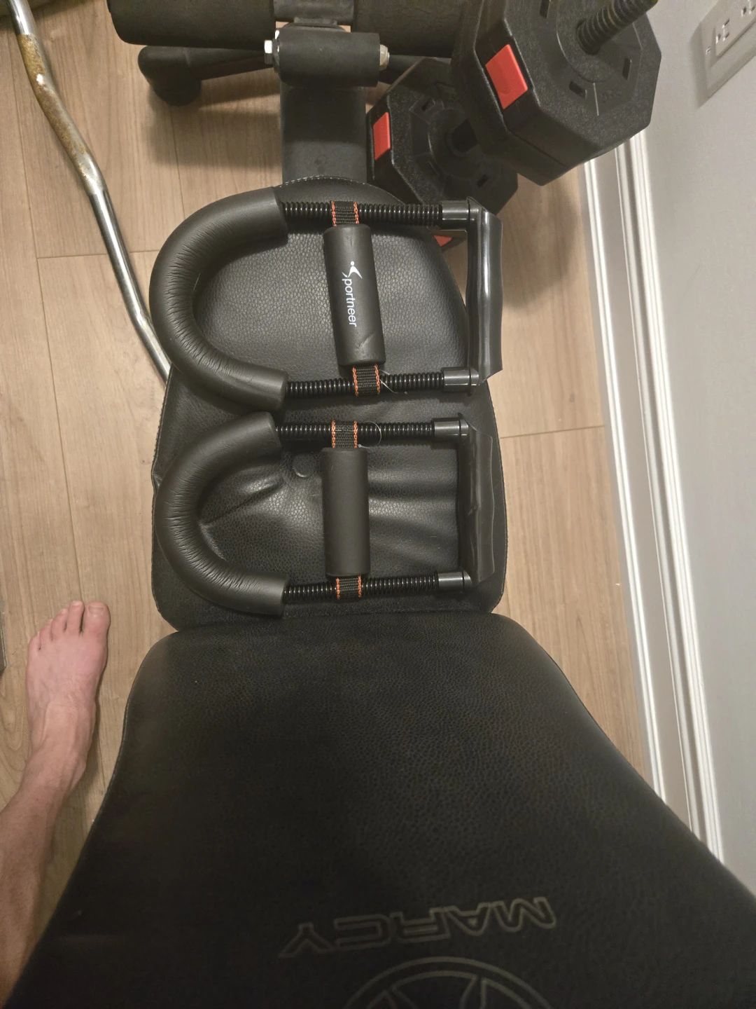 Marcy Weight Bench with Barbell and Weights - photo 5
