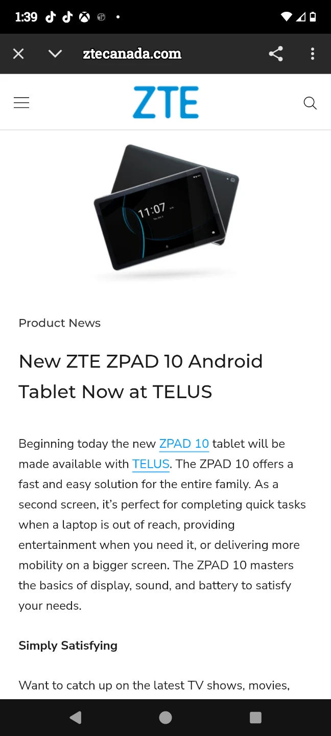 ZTE ZPad 10 Tablet - photo 2