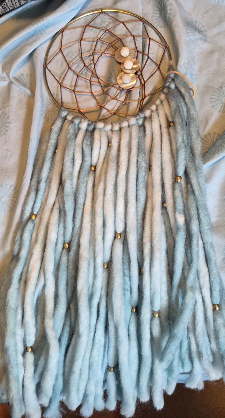 Boho Dreamcatcher with Blue and White Tassels