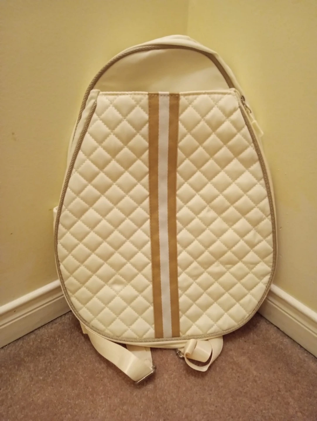 Beige Quilted Racquet Sports Backpack