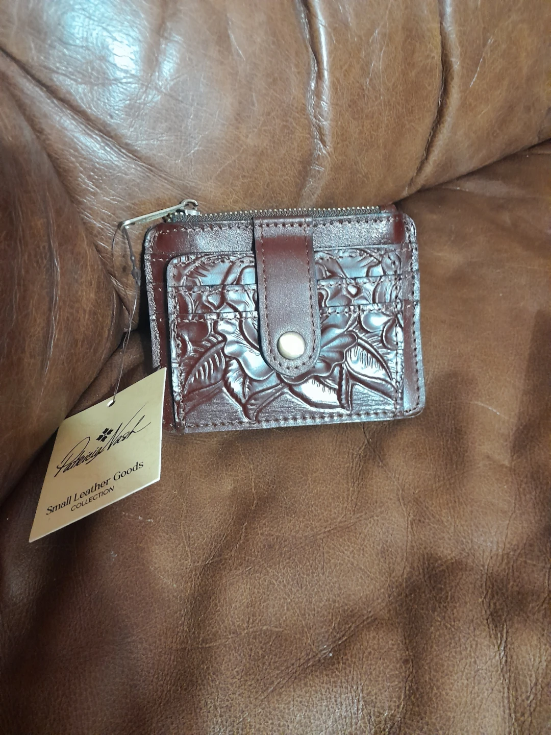 Patricia Nash British Tan Leather Card Holder Wallet