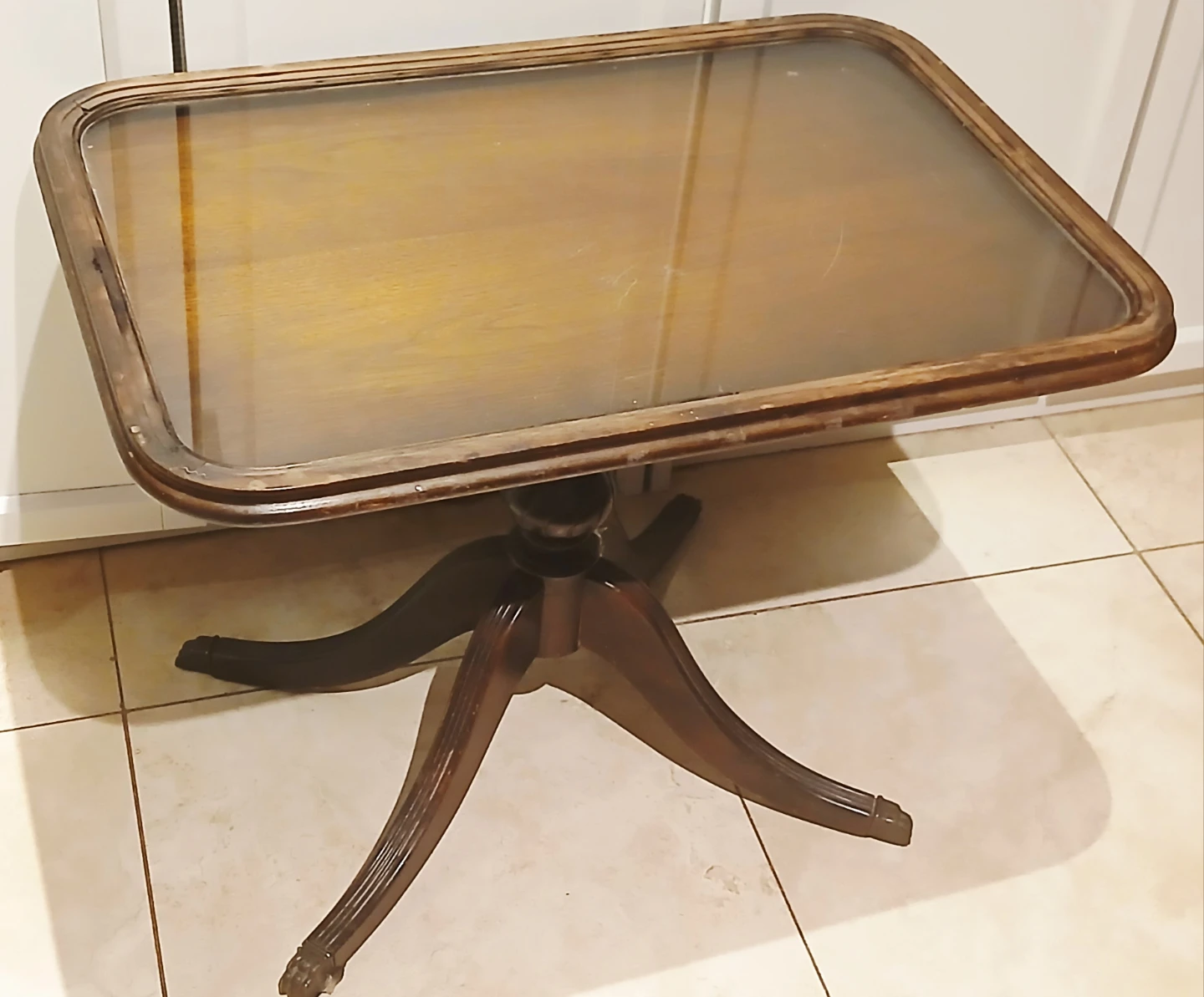 FREE End Table with Glass Top (Broken Leg)