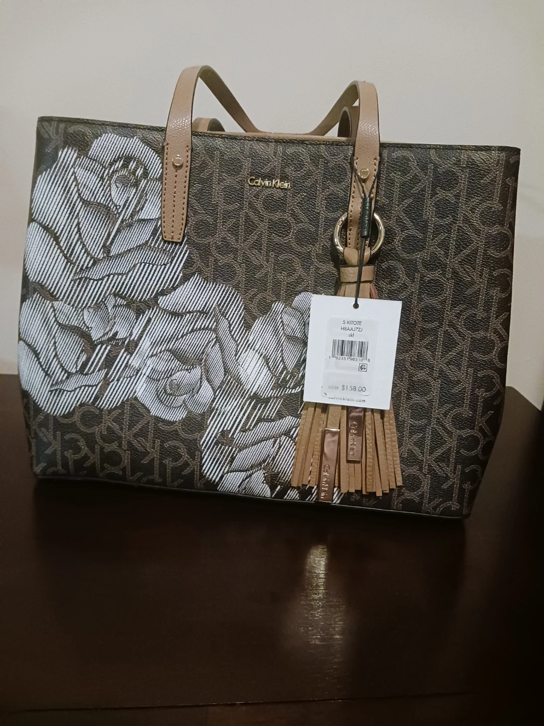 Calvin Klein Tote Bag with Rose Design