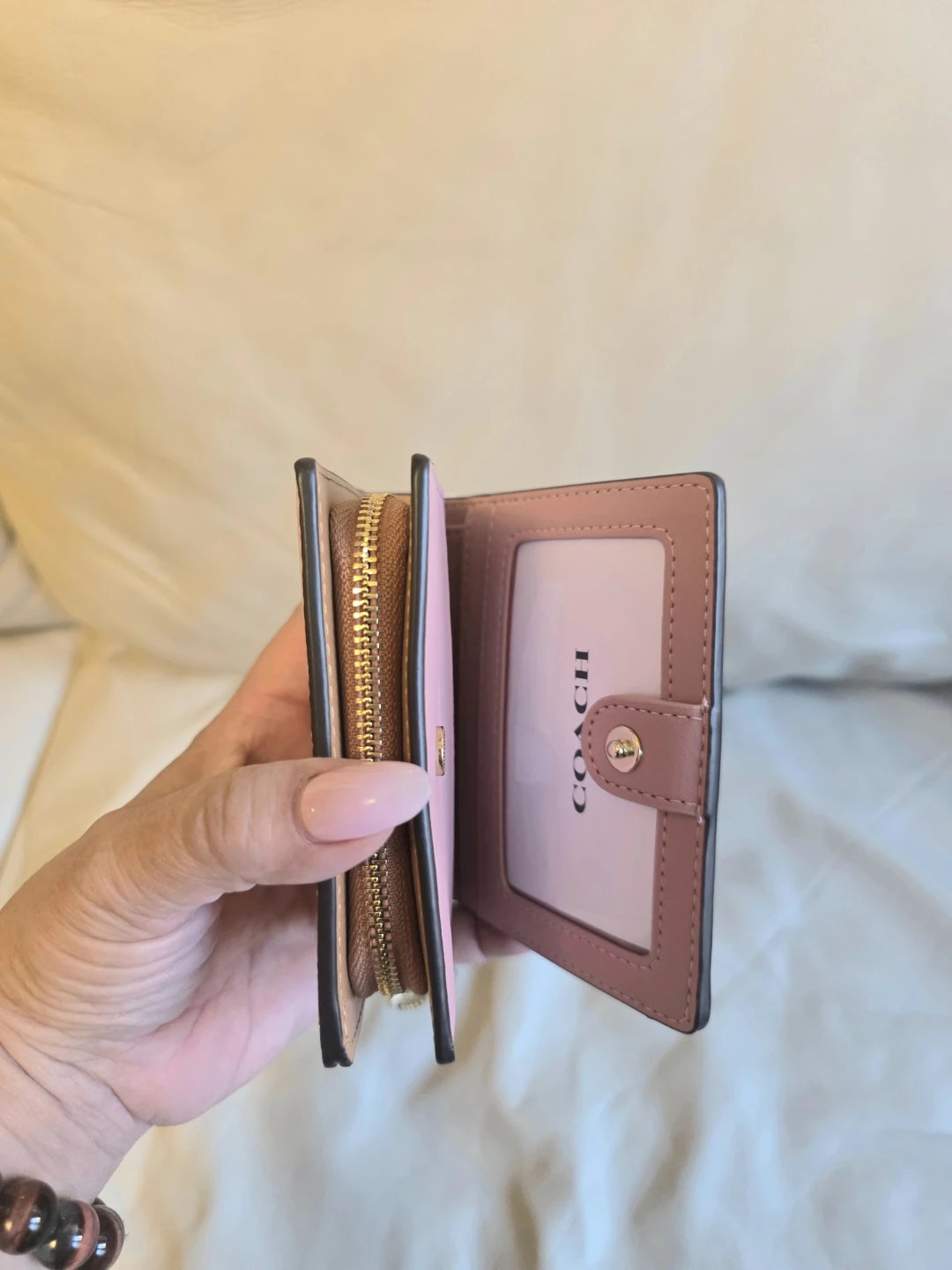 Coach Snap Wallet In Signature Canvas With Charm - Powder Pink - photo 4
