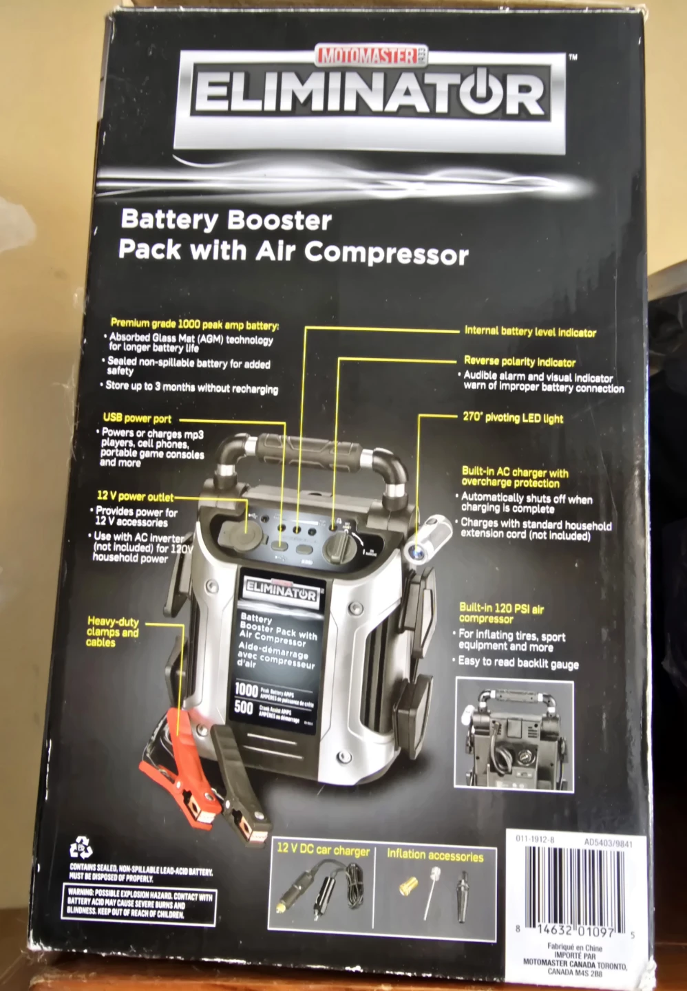 Motomaster Eliminator Battery Booster Pack with Air Compressor - photo 2