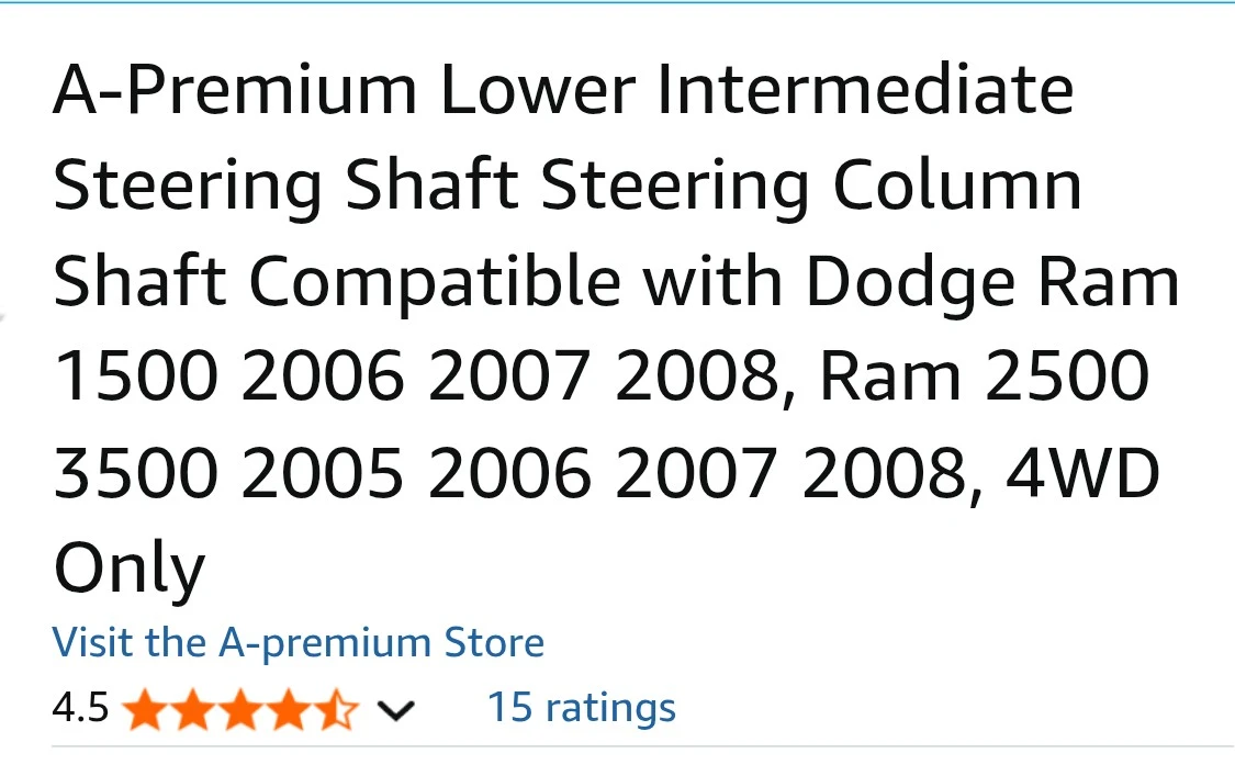 A-Premium Steering Column Shaft for Dodge Ram 1500/2500/3500 - photo 5