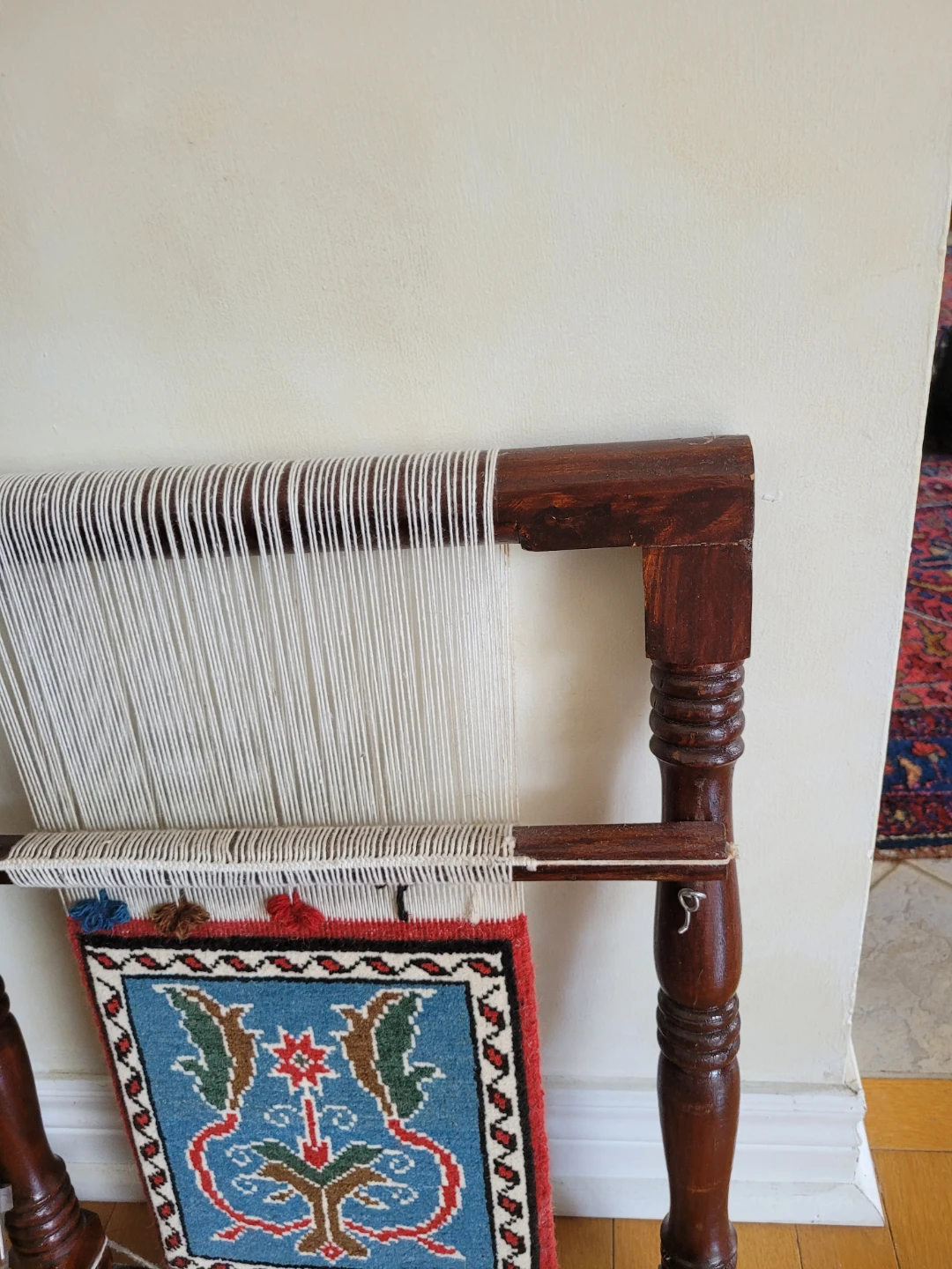 Wooden Rug Weaving Loom with Tapestry - photo 5