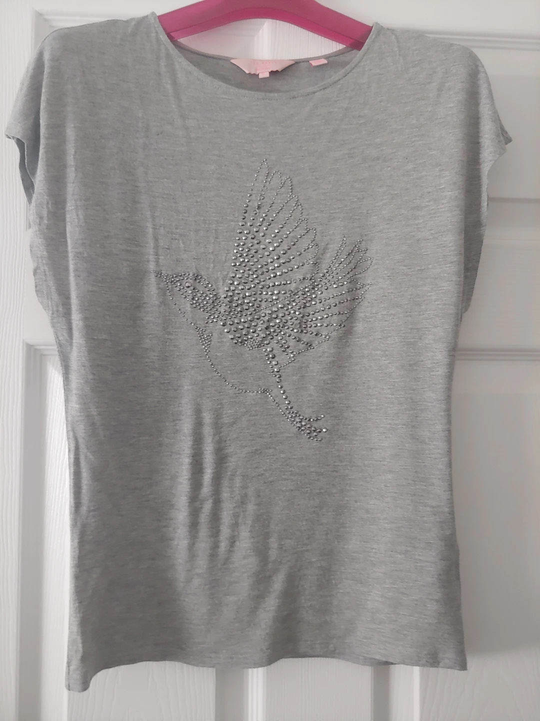 Ted Baker London Grey Rhinestone Bird T-Shirt Size 0
