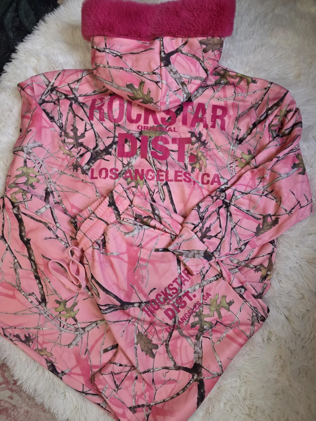 Rockstar Dist. Pink Camo Hoodie and Joggers Set