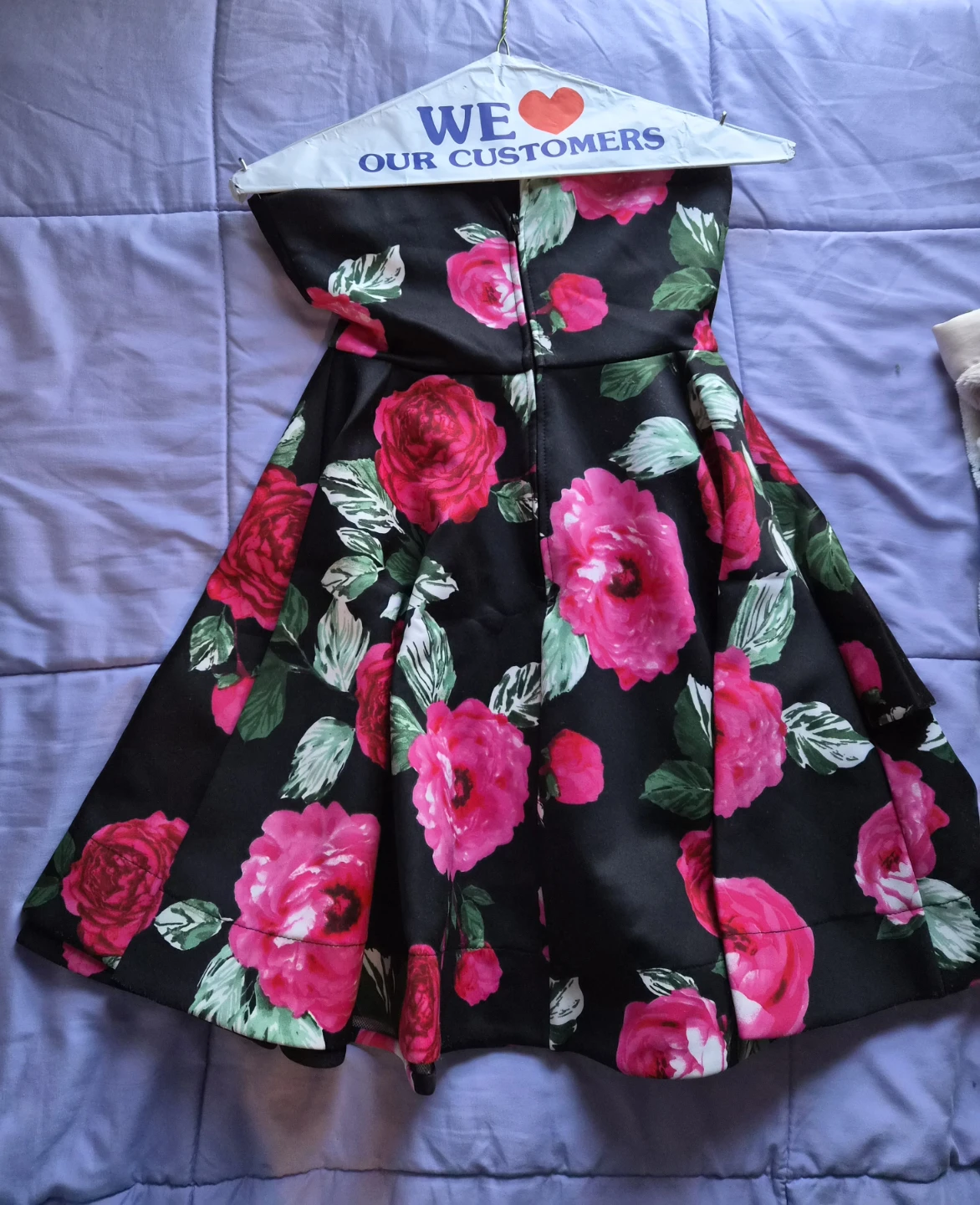 Juniors Black Strapless Dress with Pink Roses - photo 2