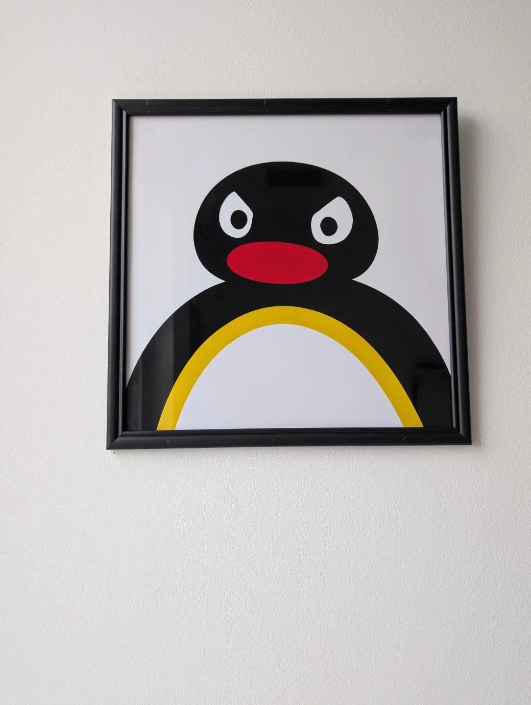 Framed Pingu print in black frame 31x31cm intense stare - photo 2