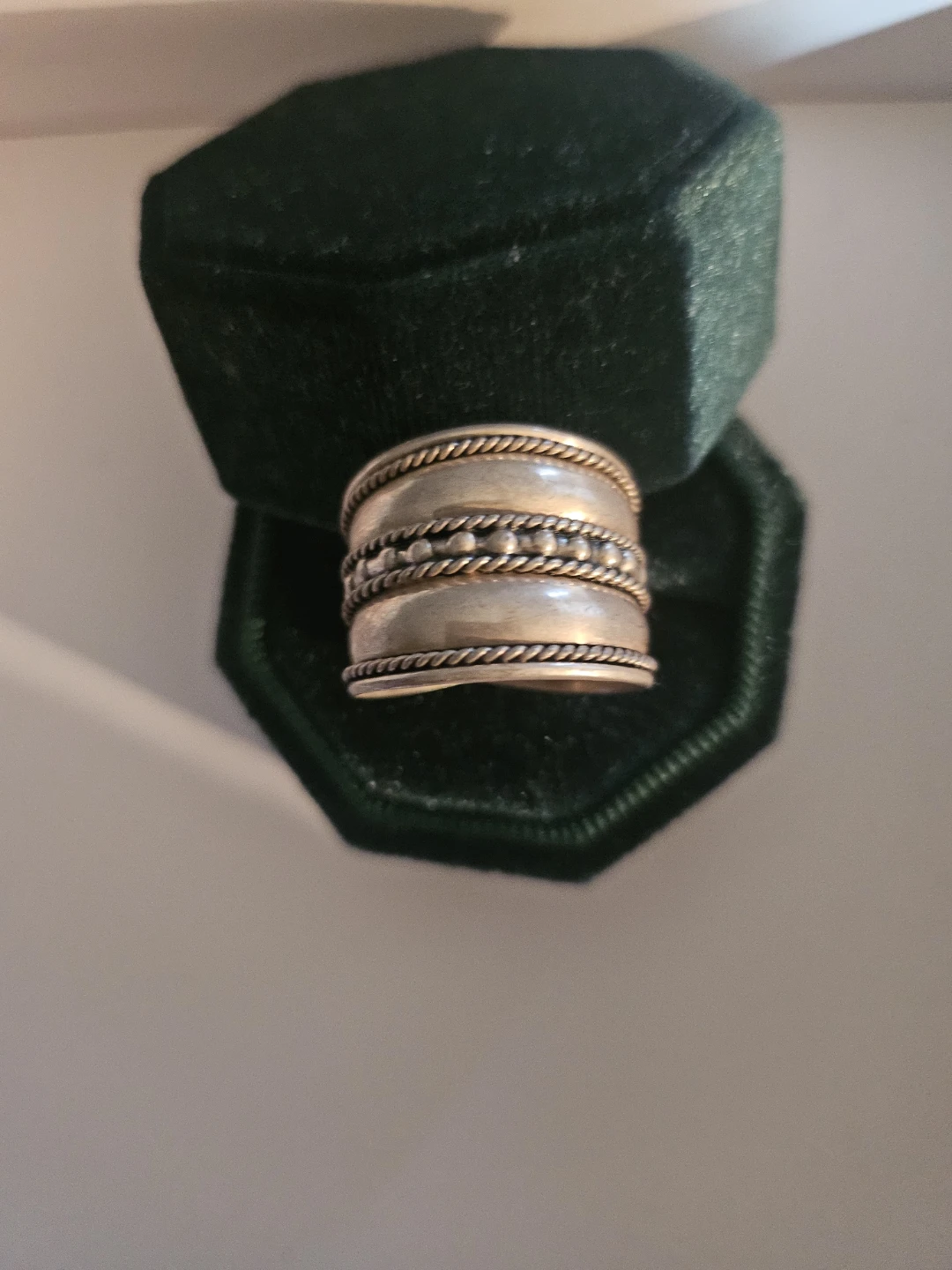 Unique Band Ring with Braided and Beaded Details