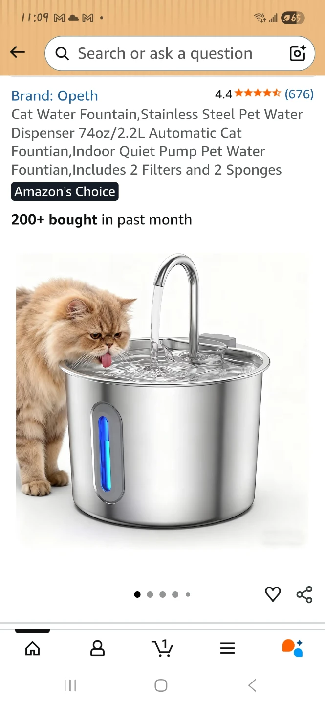 Cat Water Fountain - 2.2L Stainless Steel Pet Water Dispenser