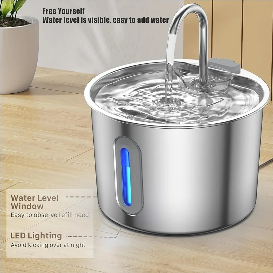 Cat Water Fountain - 2.2L Stainless Steel Pet Water Dispenser - photo 4