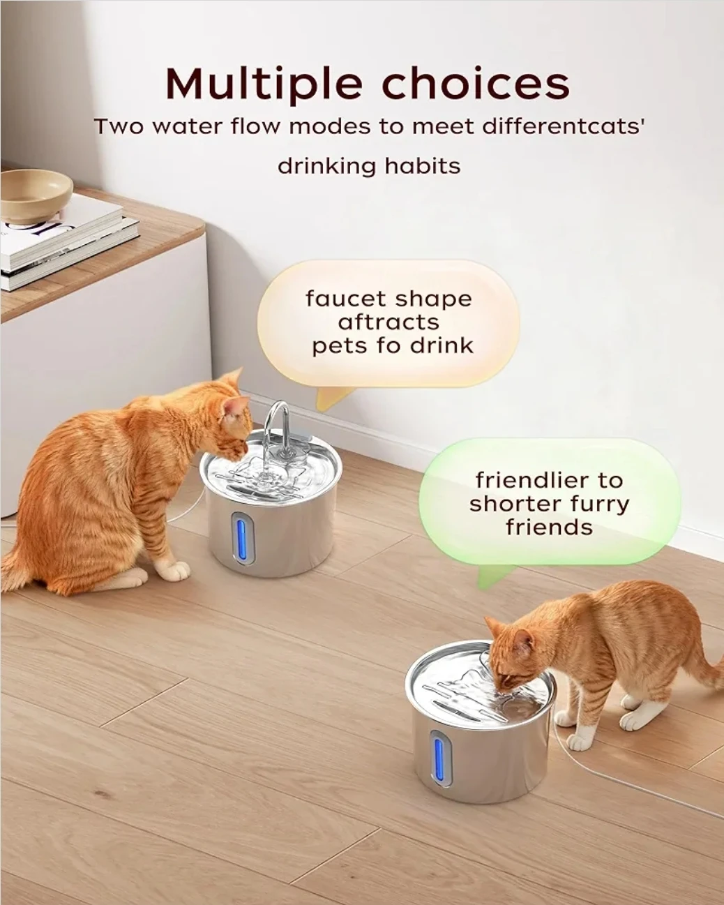 Cat Water Fountain - 2.2L Stainless Steel Pet Water Dispenser - photo 5