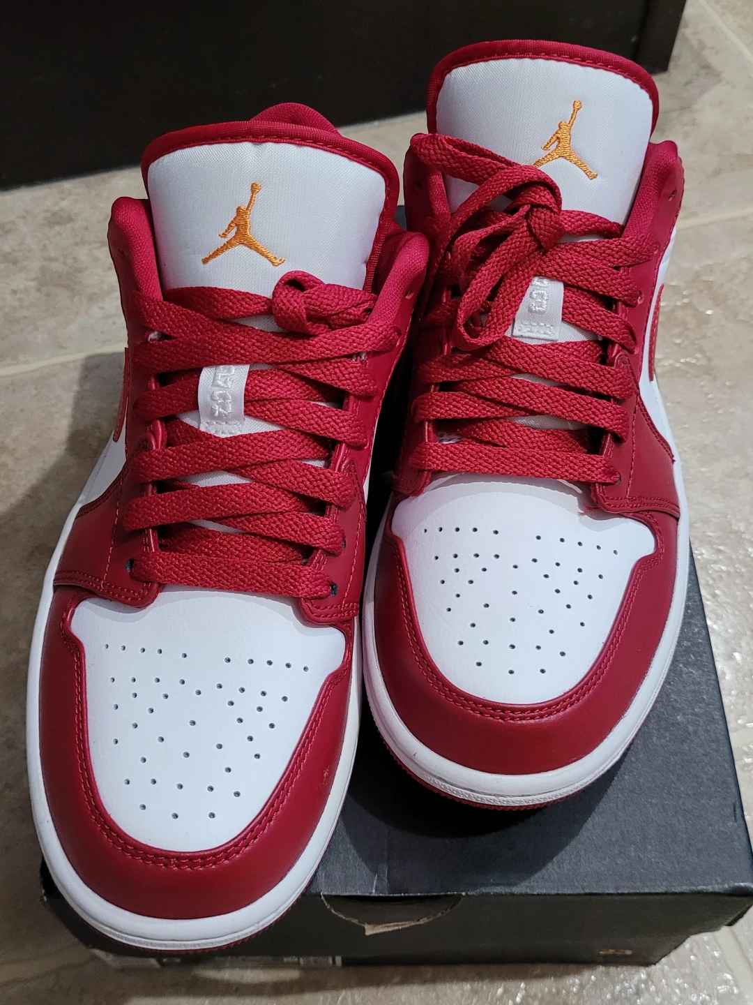 Air Jordan 1 Low Cardinal Red/Light Curry-White Shoes