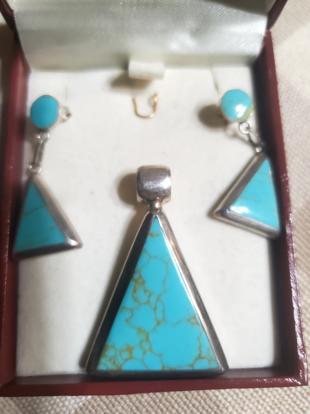 Sterling Silver Turquoise Pendant and Earring Set - photo 2