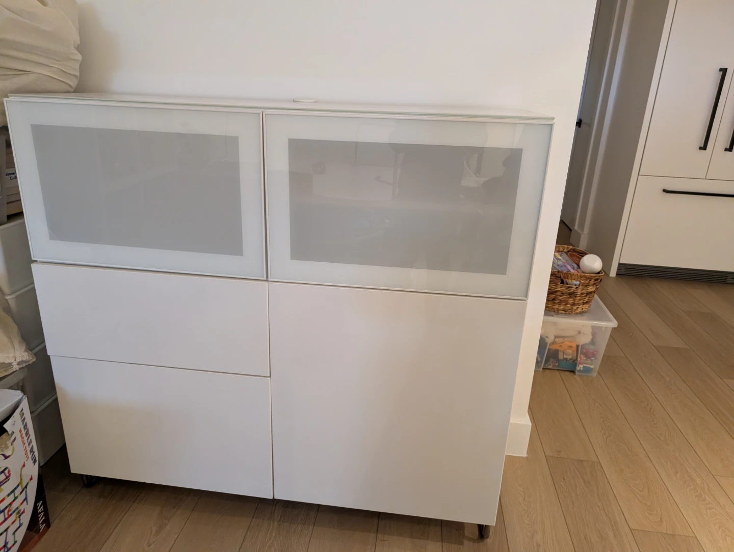 IKEA Besta White Storage Cabinet with Glass Doors