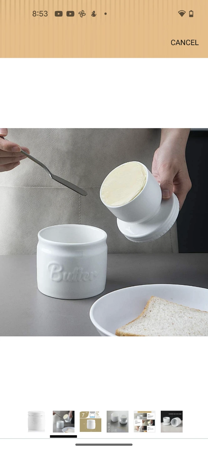 SWEElAR Porcelain Butter Crock with Lid - photo 2