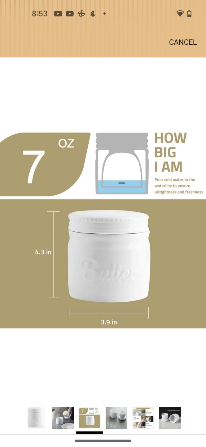 SWEElAR Porcelain Butter Crock with Lid - photo 3