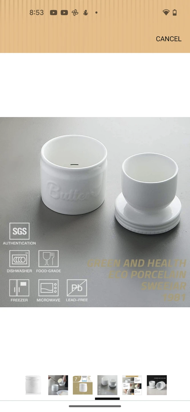 SWEElAR Porcelain Butter Crock with Lid - photo 4
