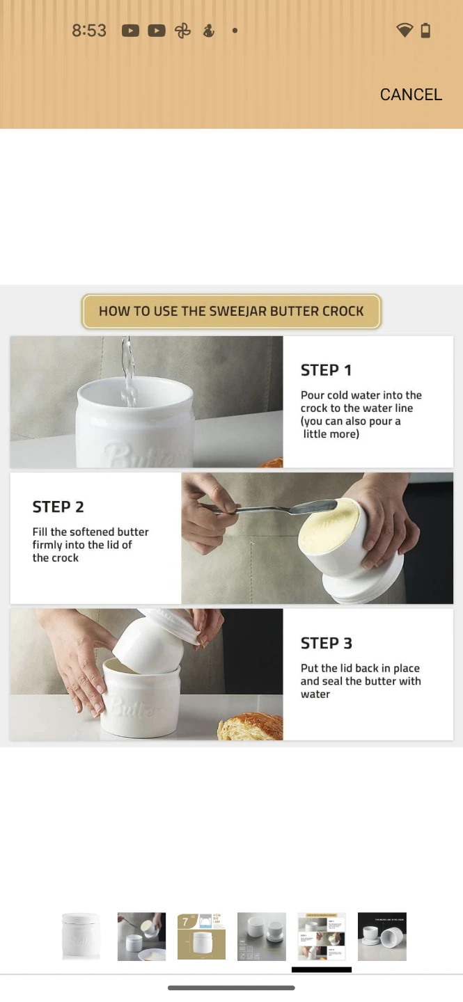 SWEElAR Porcelain Butter Crock with Lid - photo 5