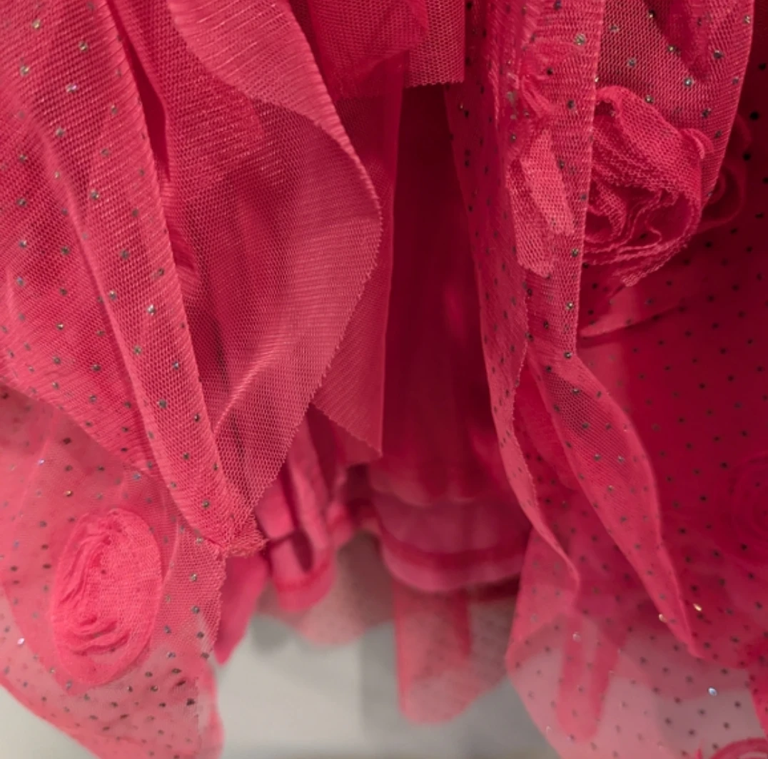 Sparkly Pink Tulle Dress with Rosettes - photo 4