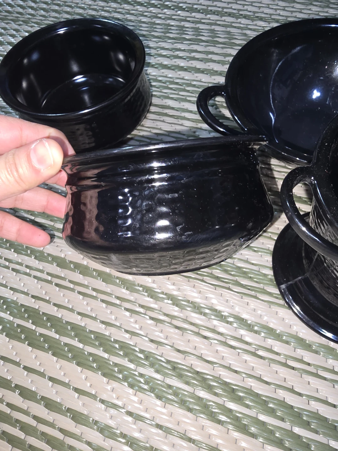 Set of 4 Black Bowls with Handles - photo 2