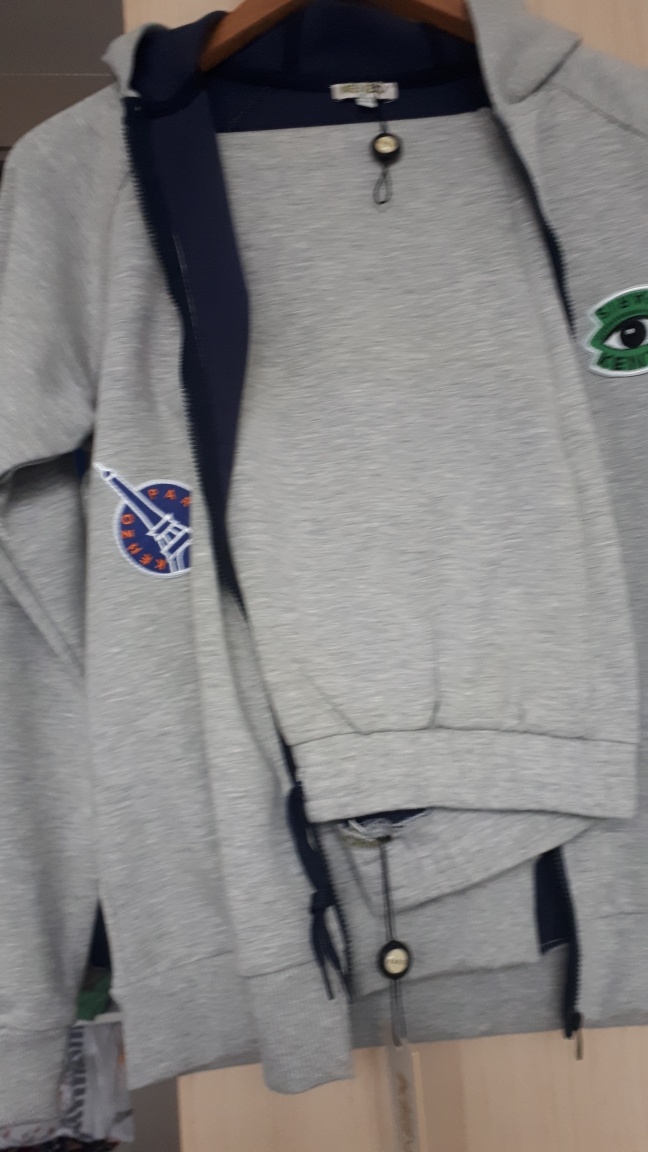 Kenzo Kids Grey Zip-Up Hoodie with Patches