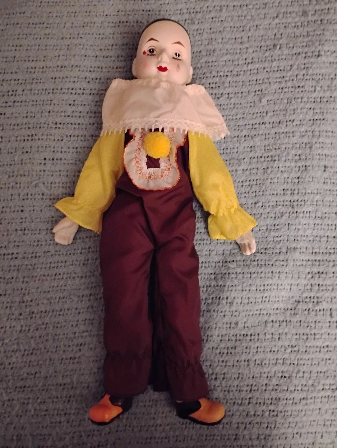 VINTAGE!! 1990's PIERROT PORCELAIN DOLL, TAIWAN WEBB
