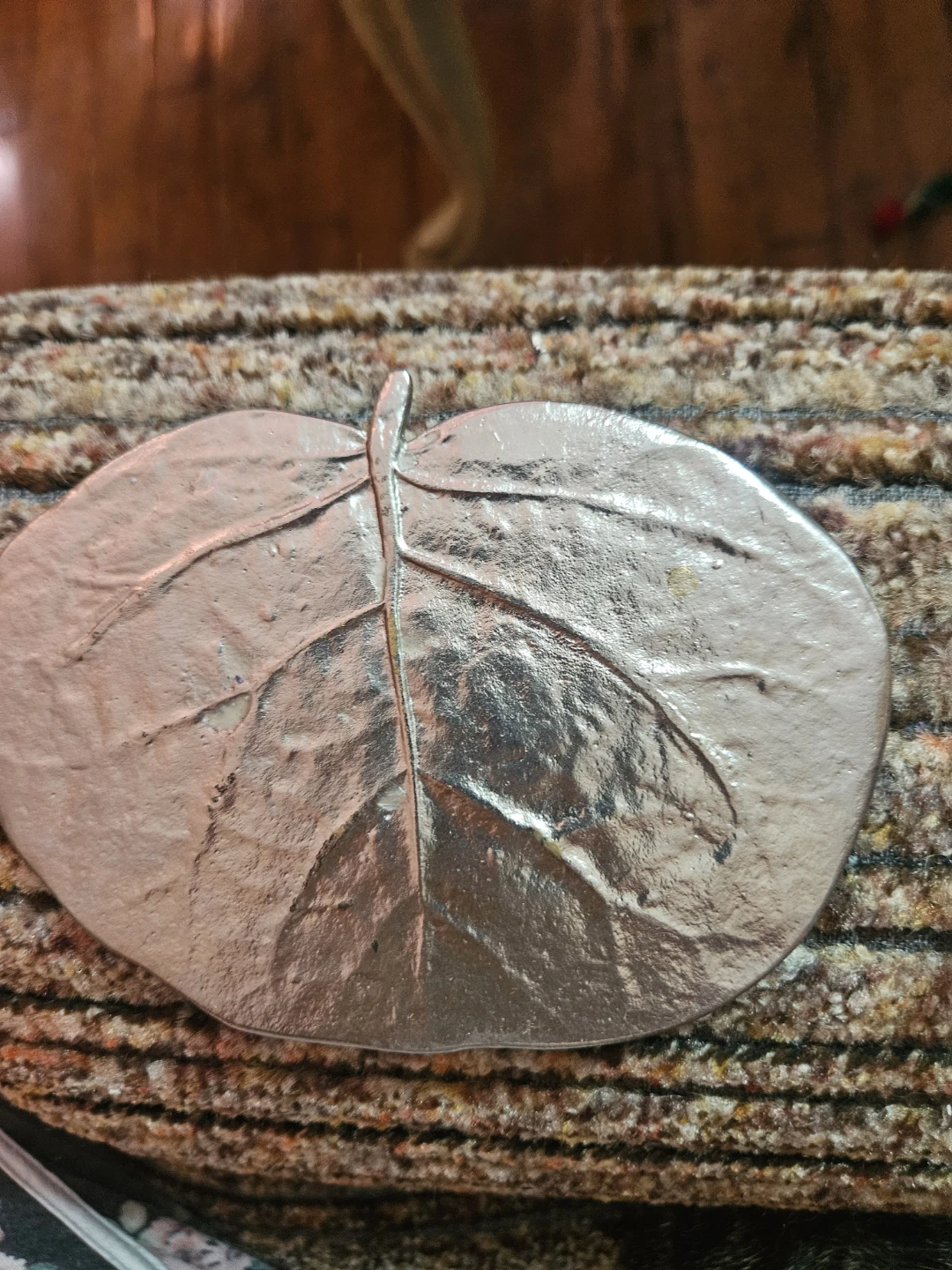 Leaf Botanical Decorative Tray Shaped Metal  Polished.