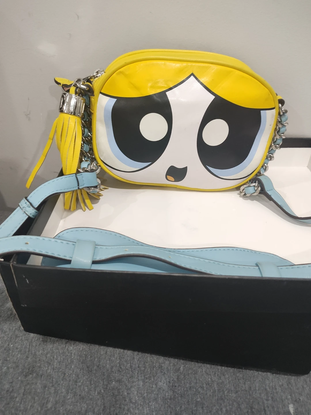 Moschino Yellow Cartoon Face Crossbody Bag