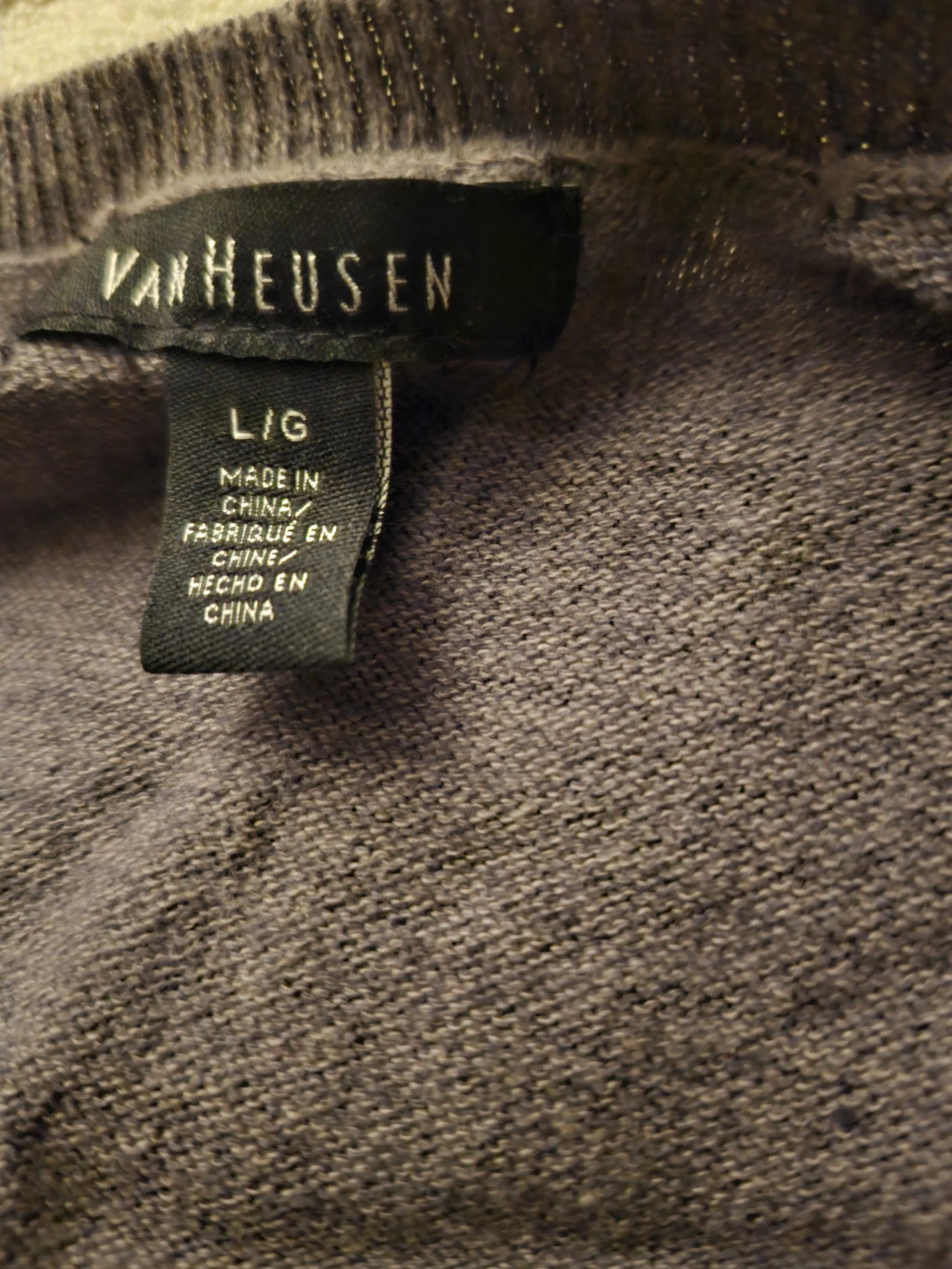SWEATER GRAY VAN HEUSEN, V-NECK 🥕 LARGE MENS PULLOVER - photo 4