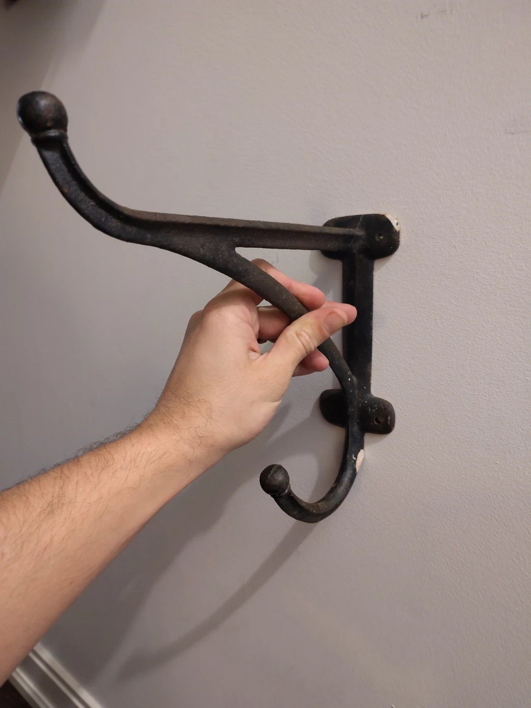 Set of 2 Black Cast Iron Wall Hooks