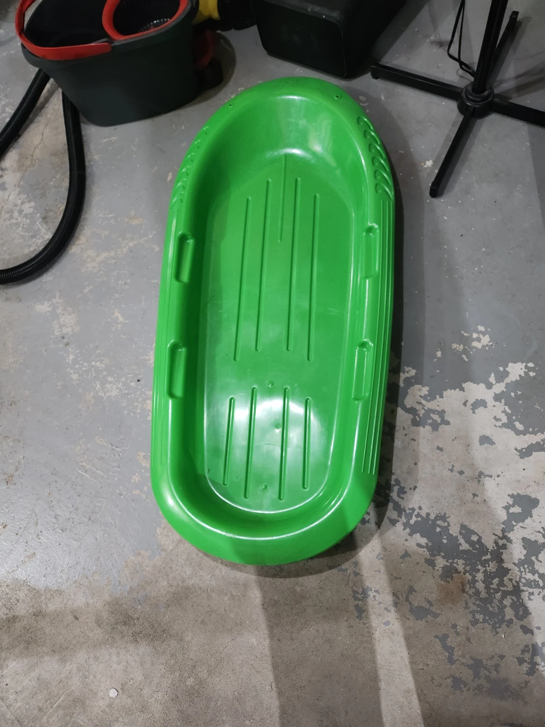 Green Plastic Toboggan Sled