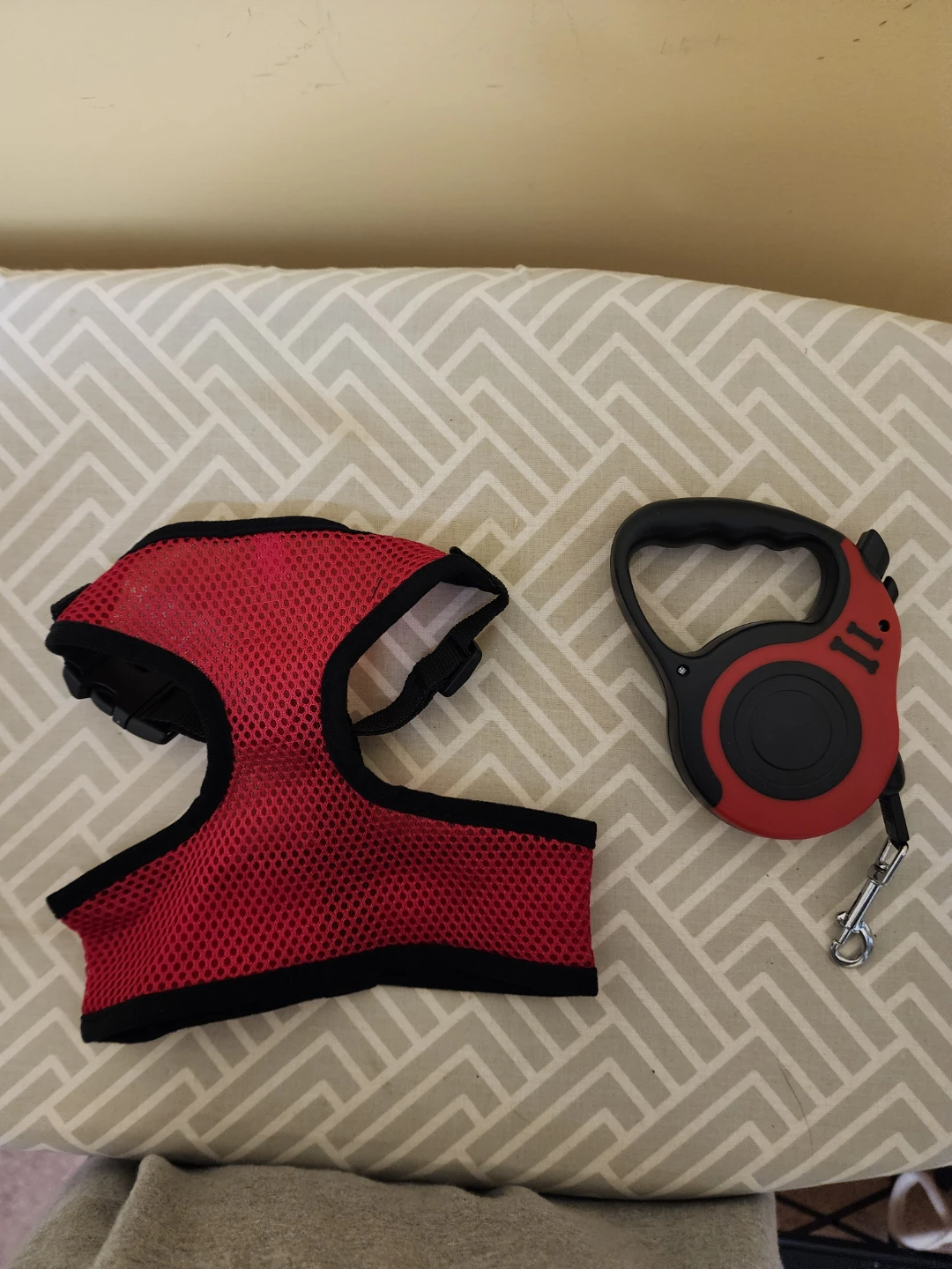 Red Mesh Dog Harness with Retractable Leash
