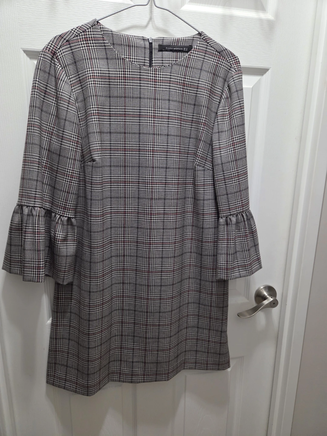 Zara Woman Plaid Bell Sleeve Dress