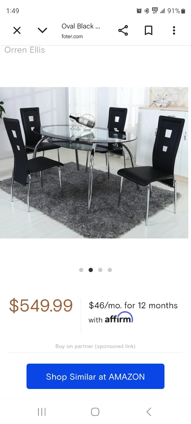Orren Ellis Oval Glass Dining Table Set