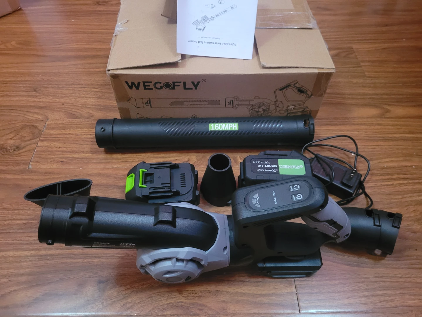 WEGOFLY 160 MPH Cordless Leaf Blower with 2 Batteries - photo 4