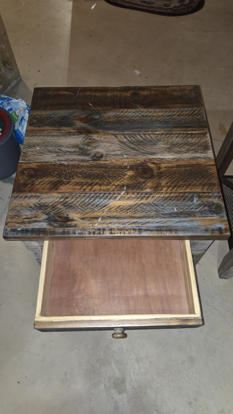 Rustic Wood Coffee Table and side tables with drawers. - photo 2