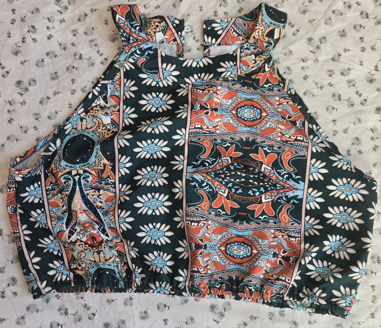 Patterned Halter Neck Crop Top