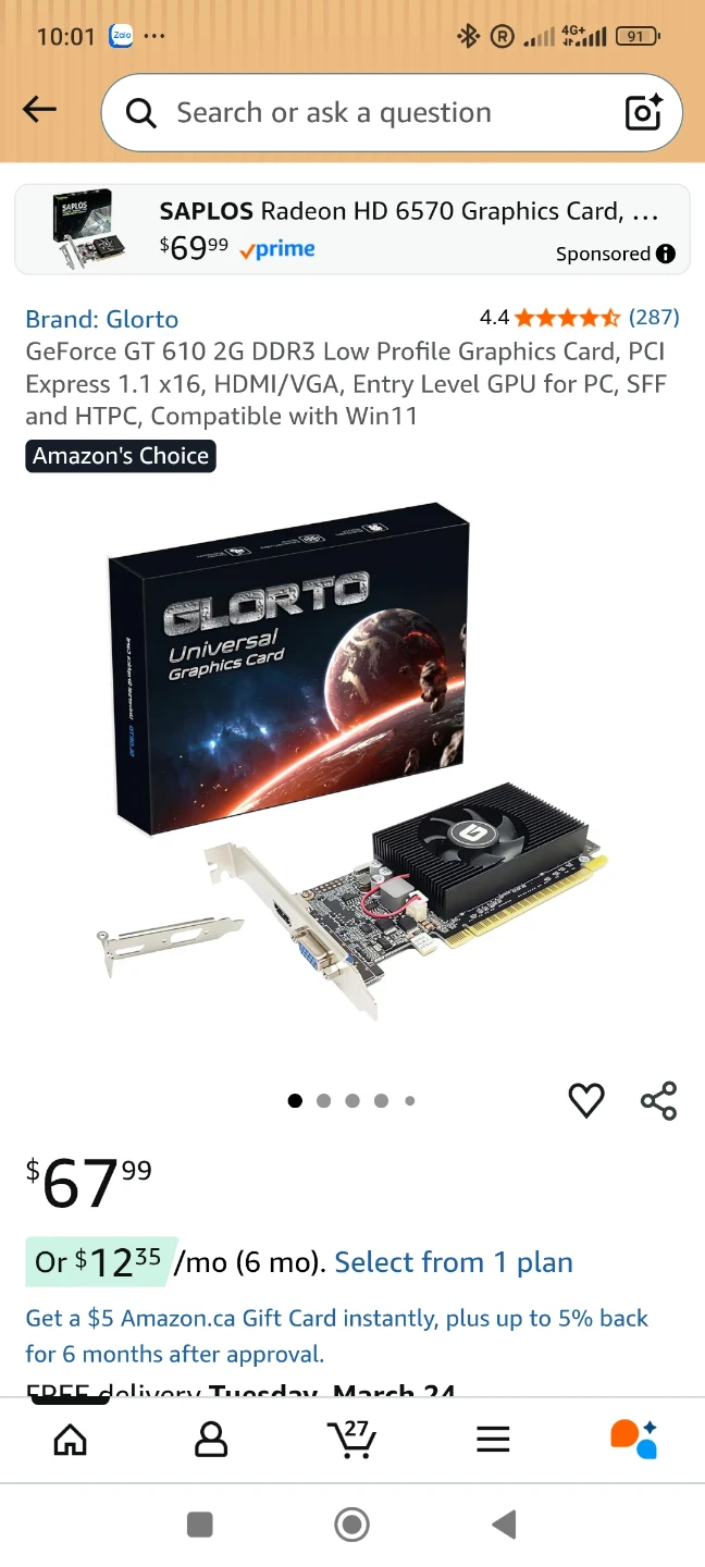 GlorTo GT610 2GB DDR3 Low Profile Graphics Card - photo 3