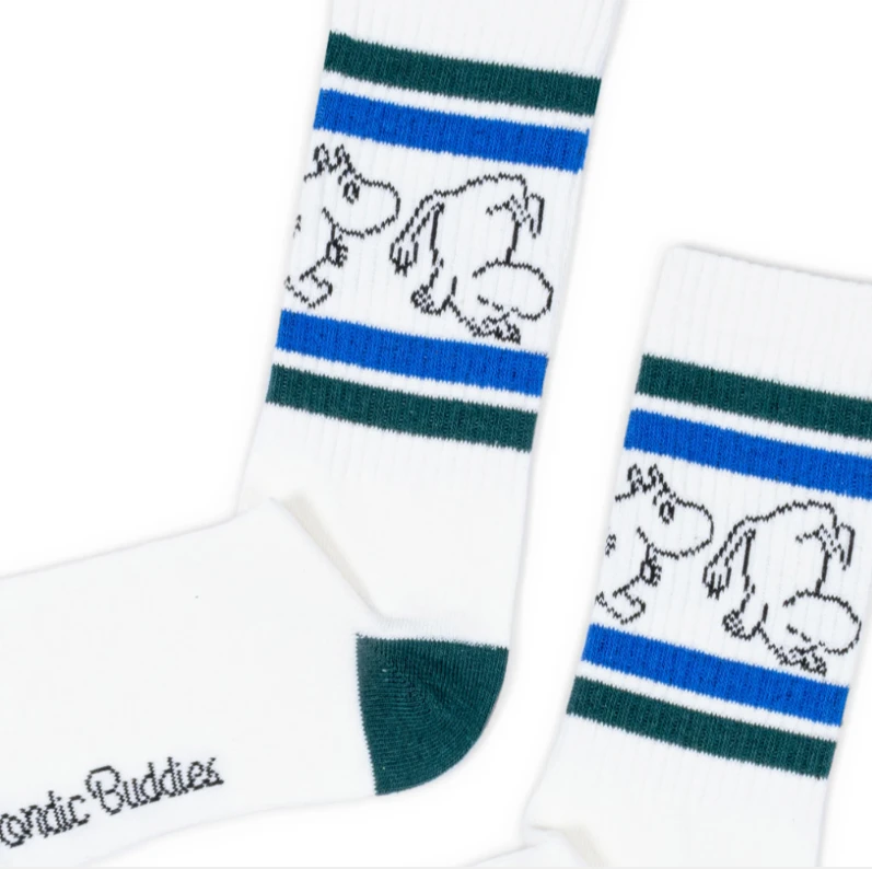 Retro striped men's crew socks Nordic Buddies Moomintroll Socks - photo 2
