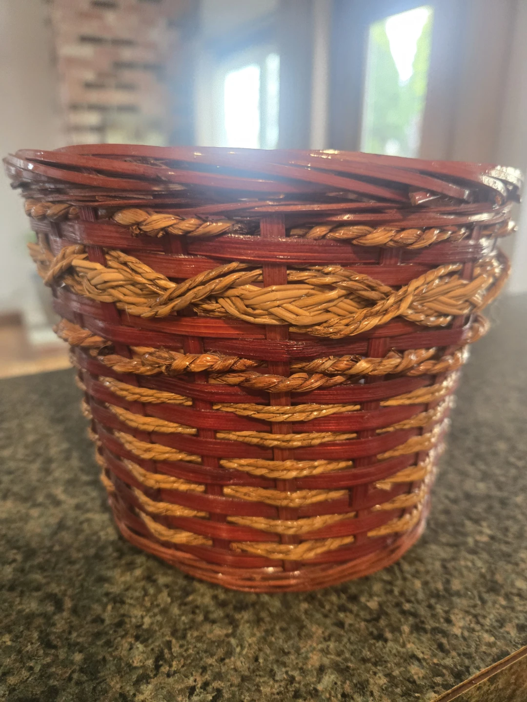 Woven Basket - Red & Tan