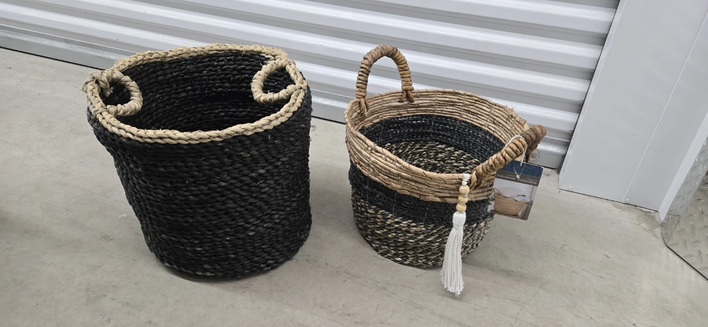 Woven Baskets with Handles (Set of 2)