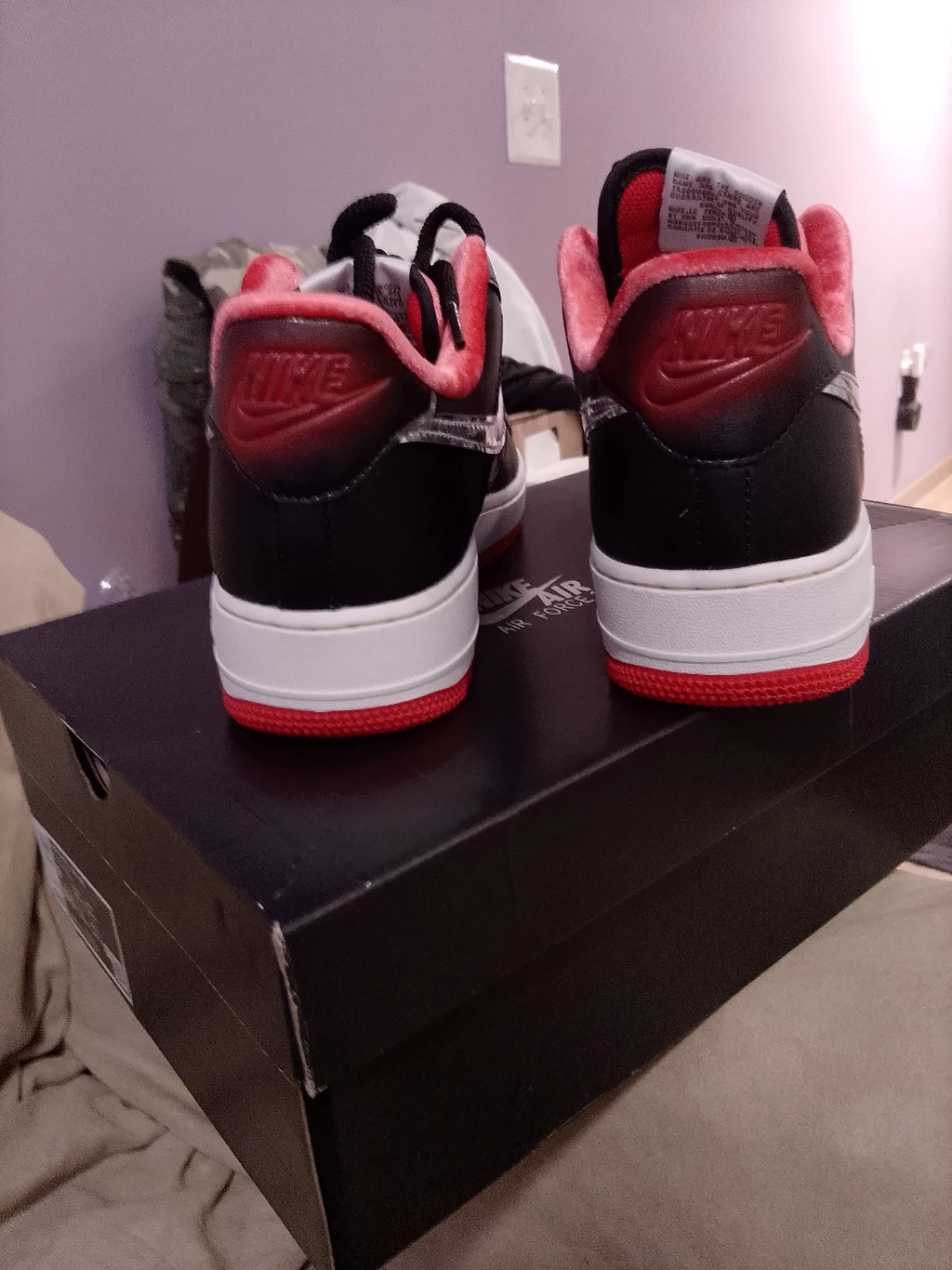 Nike Air Force 1 Low "H-Town" Black Velvet Red Bottoms - photo 3