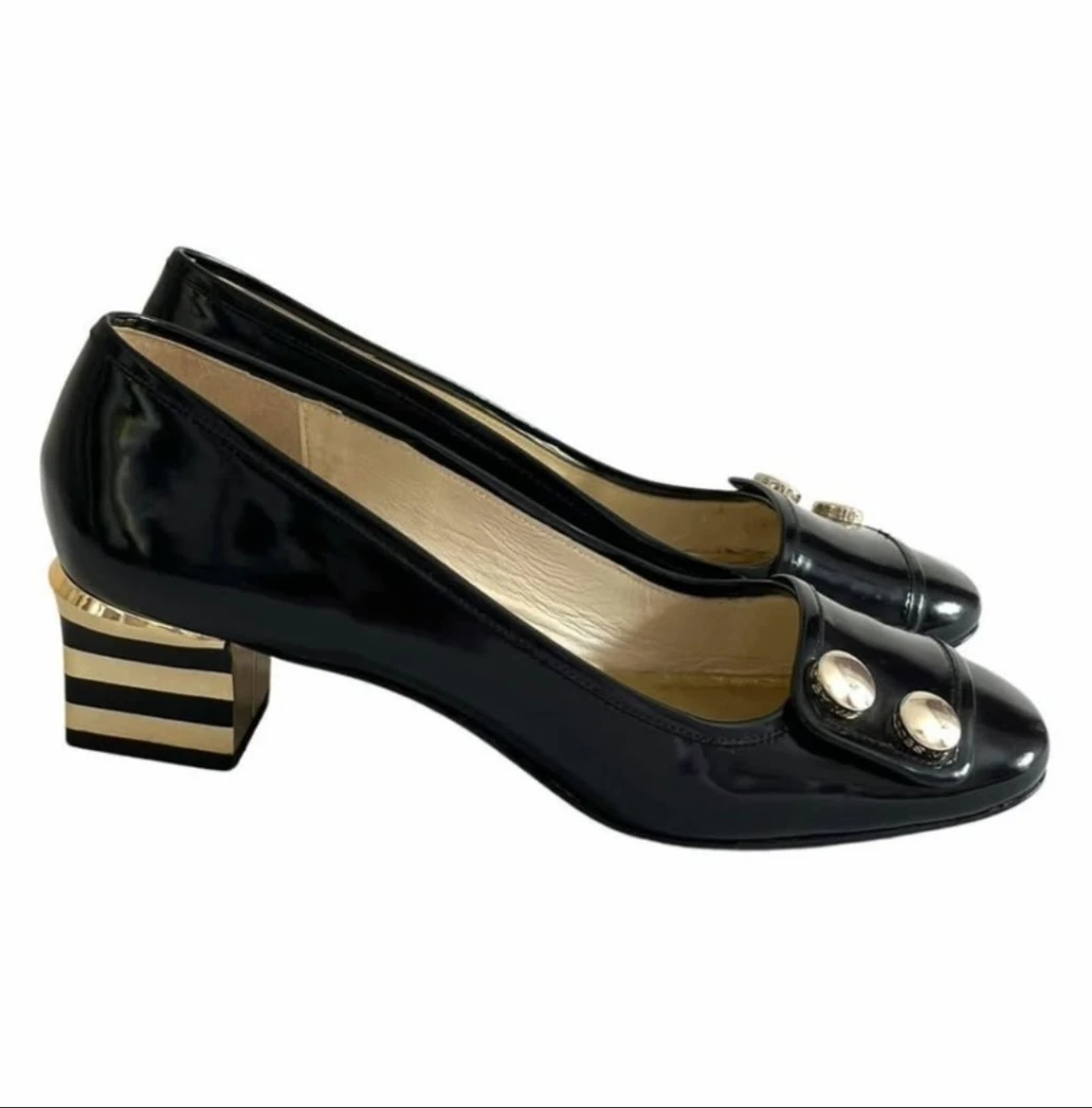 Marc Jacobs Black Patent Leather Block Heels Pumps Size 9