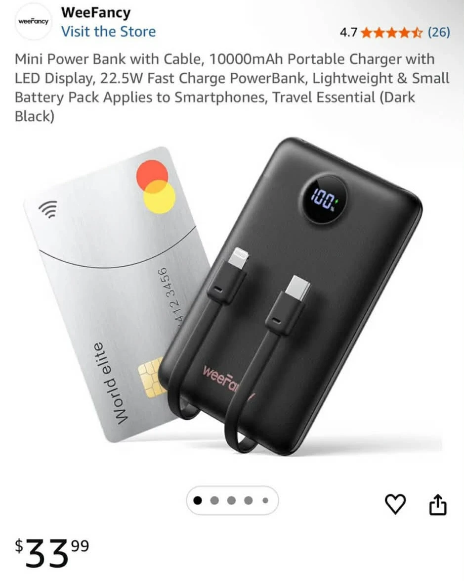10000mAh Power Bank with Built-in Cables - photo 3